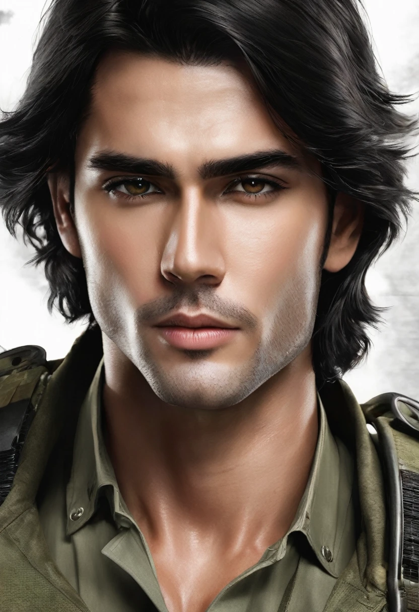 Create a very handsome and military dark romance man with attractive look