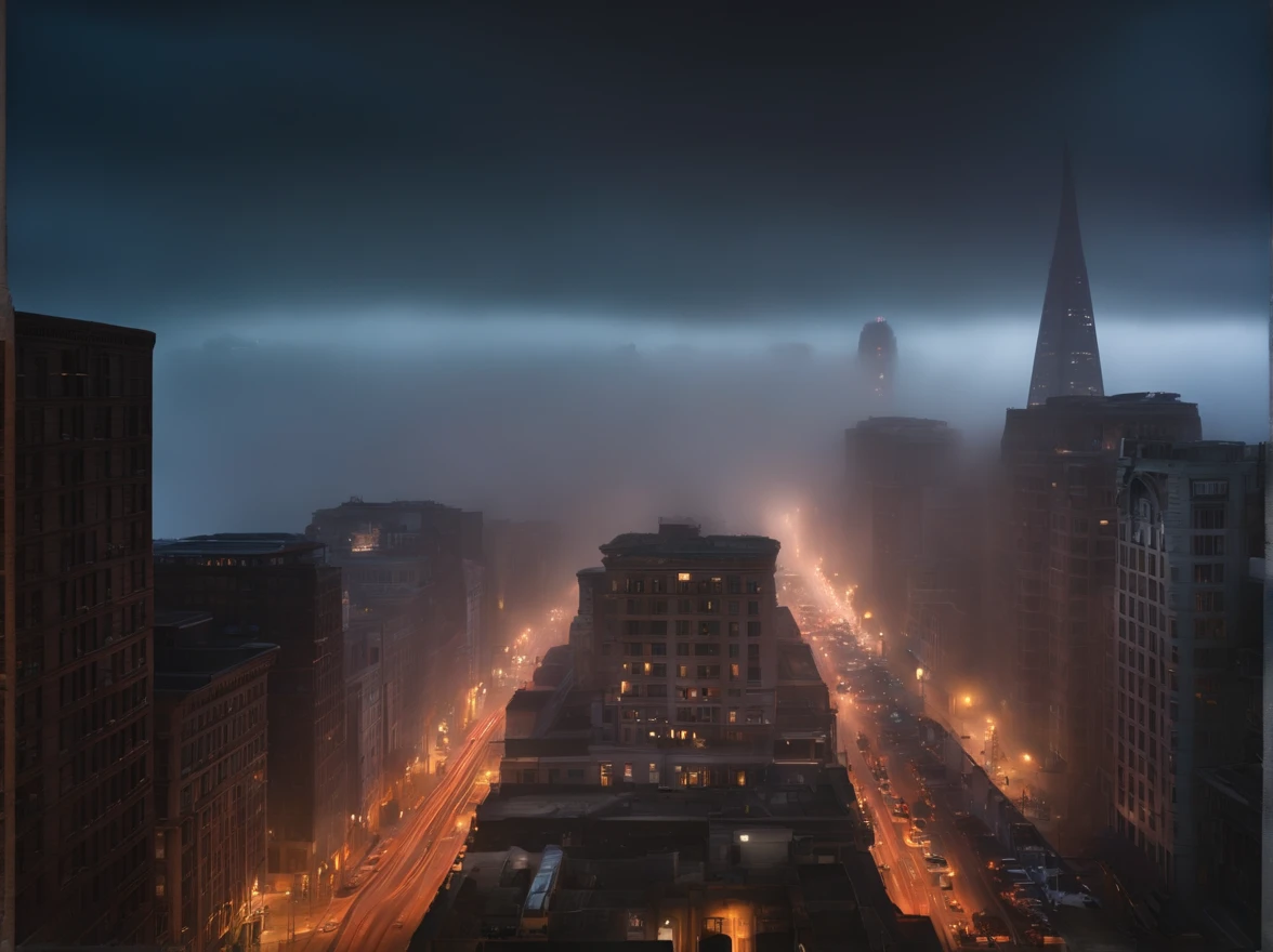 Future City(Even more detailed)Buildings line the streets of SF and the fog is thick