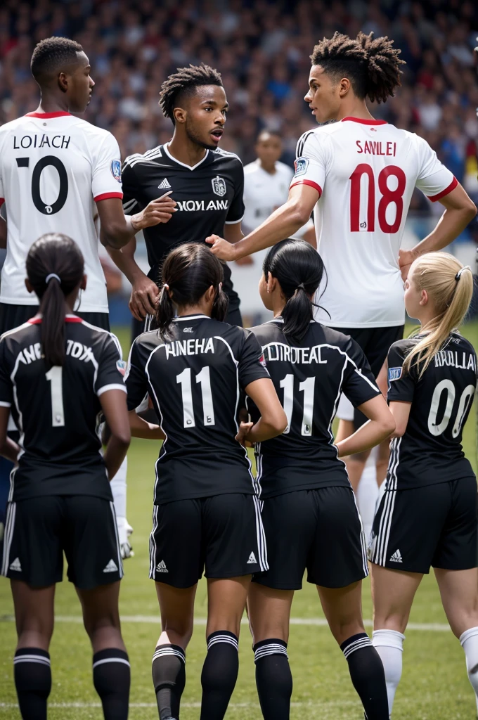 Black soccer team facing a white team