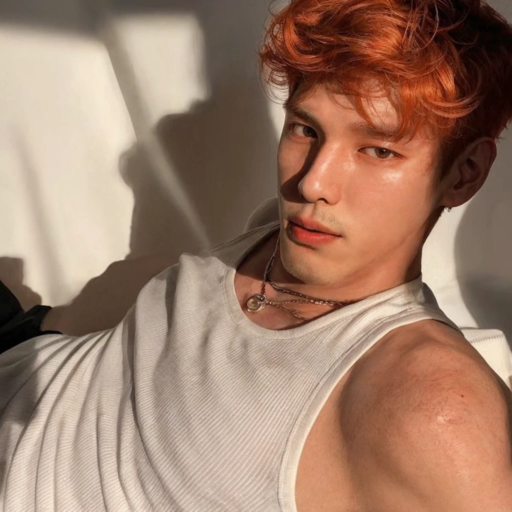 Kim Namjoon- orange hair, without collar, fleshy lips