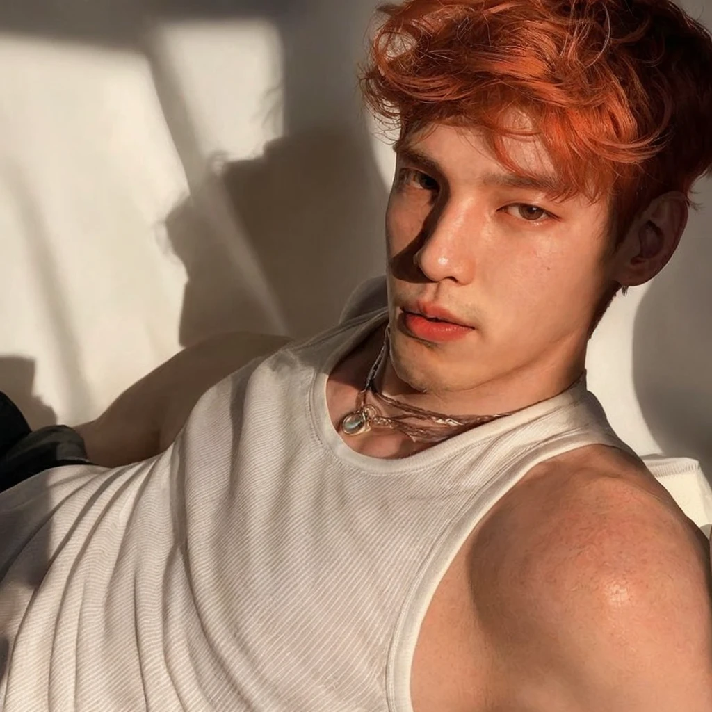 Kim Namjoon- orange hair, without collar, fleshy lips