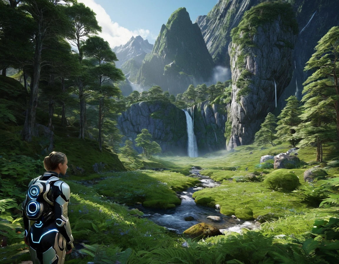 Inspire a visually striking, hyperrealistic image that captures the essence of JUMO's AI art post. Imagine a cybernetic dreamscape where the boundary between the digital and physical worlds blurs. Utilize Stable Diffusion and the intricacies of Octane Render to depict a futuristic, AI-generated landscape with JUMO as the central figure. Ensure the image is cinematic, UHD, and 8K, pushing the boundaries of machine creativity.