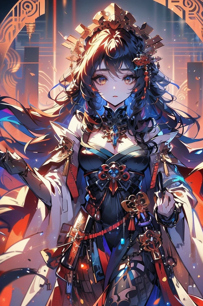 A luminous ethereal deity, the digital ghost of an ancient warrior deity known for its wisdom and power. This striking image is a digital painting, meticulously crafted with vibrant colors and intricate details. The ghost is depicted with shimmering translucent robes flowing around its form, glowing runes adorning its pixelated skin, and eyes that pierce through the screen with a divine gaze. The overall image conveys a sense of awe and reverence, capturing the essence of a mythical being existing in the digital realm.