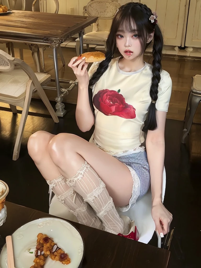 a closeup of a woman with long blonde hair and a necklace, pale porcelain white skin, light skin curly blonde hair, South Korean popular makeup, long blonde hair and big eyes, pale porcelain skin, very light blonde hair, blonde hair and big eyes, long blonde hair and big eyes, Popular Korean makeup, ulzzang, roseanne park by blackpink
