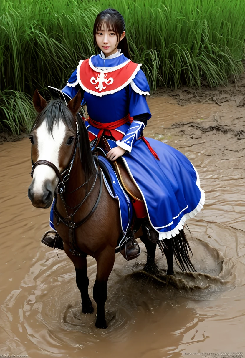 (((masterpiece))),(((Highest quality))),((Tabletop:1.4, Highest quality)), (Realな写真:1.4),
((1 cute girl knight)),rodeo,
(超High resolution:1.2),, wonderful, Very detailed CG Unity 8k wallpaper, Very detailed, High resolution,fat horse ridden by japanese girl,Chubby,Plump,Double,Red, white and blue outfit,Soaking in the swamp,Mud Splash,
Soft Light, Beautiful detailed girl, Droopy eyes,Very detailedな目と顔, Beautiful and exquisite nose, Beautiful and exquisite, horse ridden by a girl can't stand up because its drowned in the sticky muddy pitfall:10.0 ,Displeased face:4.0,Real,Stir,Anatomically correct,action horse riding scene while struggle fighting