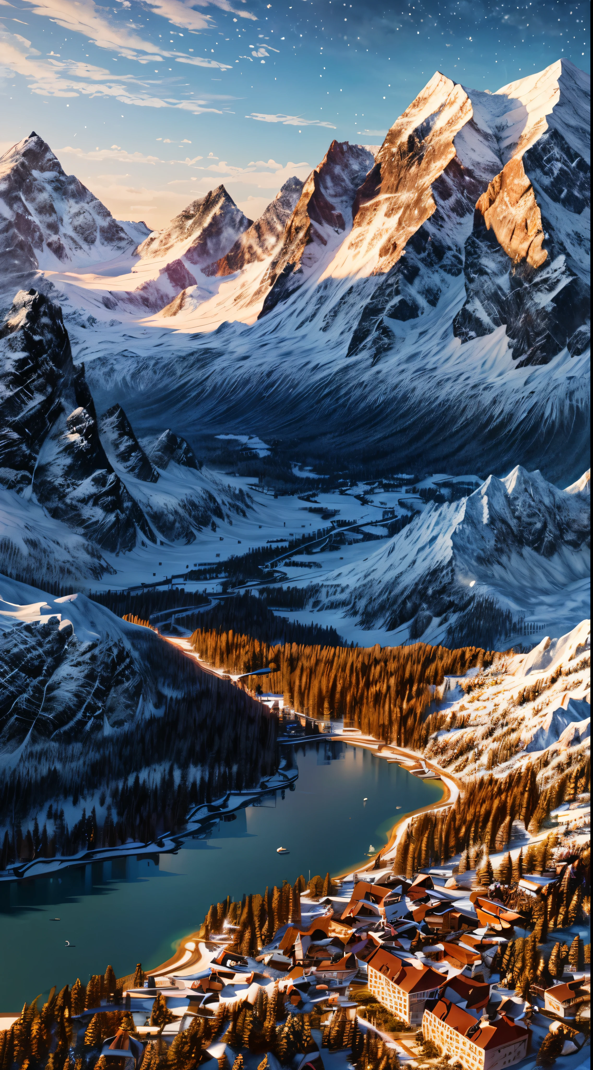 with high definition imageaster piece)),best quality, (8K, best quality, masterpiece:1.2), ultra-detailed, illustration, small_scene, 3d_scene, mountain,  