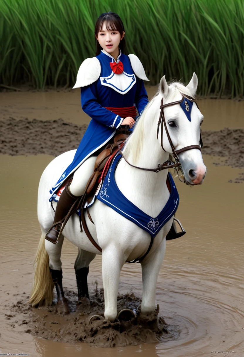 (((masterpiece))),(((Highest quality))),((Tabletop:1.4, Highest quality)), (Realな写真:1.4),
((1 cute girl knight)),rodeo,horse standing,Surprised face,
(超High resolution:1.2),, wonderful, Very detailed CG Unity 8k wallpaper, Very detailed, High resolution,fat horse ridden by japanese girl,Chubby,Plump,Double,Red, white and blue outfit,Soaking in the swamp,Mud Splash,
Soft Light, Beautiful detailed girl, Droopy eyes,Very detailedな目と顔, Beautiful and exquisite nose, Beautiful and exquisite, horse ridden by a girl can't stand up because its drowned in the sticky muddy pitfall:10.0 ,Displeased face:4.0,Real,Stir,Anatomically correct,action horse riding scene while struggle fighting