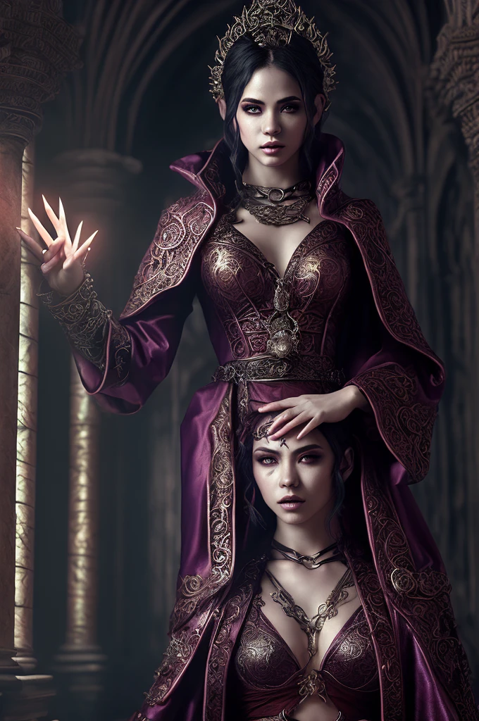 A highly detailed portrait of an Altmer mage-scholar hybrid, a devout worshiper of the divine Julianos, intricate facial features, piercing eyes, elegant robes, mystical aura, ornate staff, glowing runes, dramatic lighting, detailed architectural background, fantasy art, digital painting, cinematic perspective, vivid colors, masterpiece