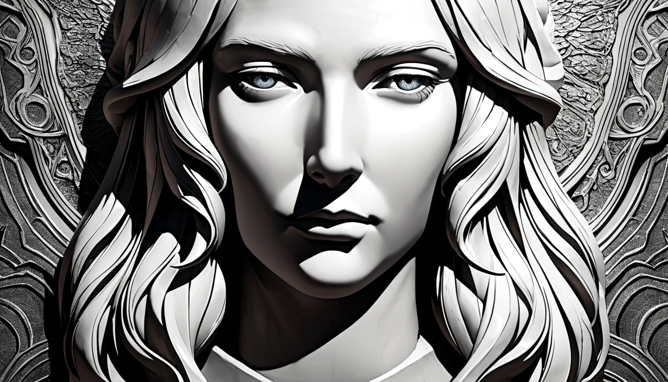 a portrait statue of the stoic Seneca in black and white 4K,Face lateral, super realistic wallpaper