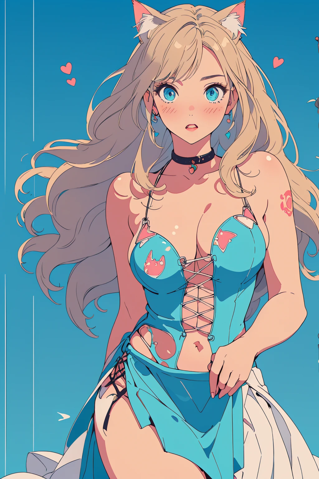 Anime woman, Cheekbones, plump full lips, blushing cheeks, long wavy hair, ((golden blonde hair)), 25 years old, button nose, glossy lips, pink lipstick, ((indigo eyes)), round cheeks, D-cup breasts, wearing an elegant dress, Pokémon trainer, Pokémon coordinator, plump lips, sweet smile, southern belle, oval glasses, hair ribbon, flat stomach, detailed eyes, masterpiece, model body, hourglass figure, tall, graceful --auto --s2