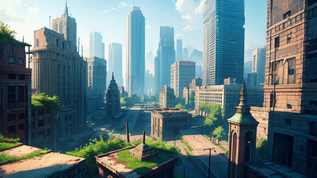 Make an RPG setting of an abandoned city. the city must be futuristic and have a dramatic air
