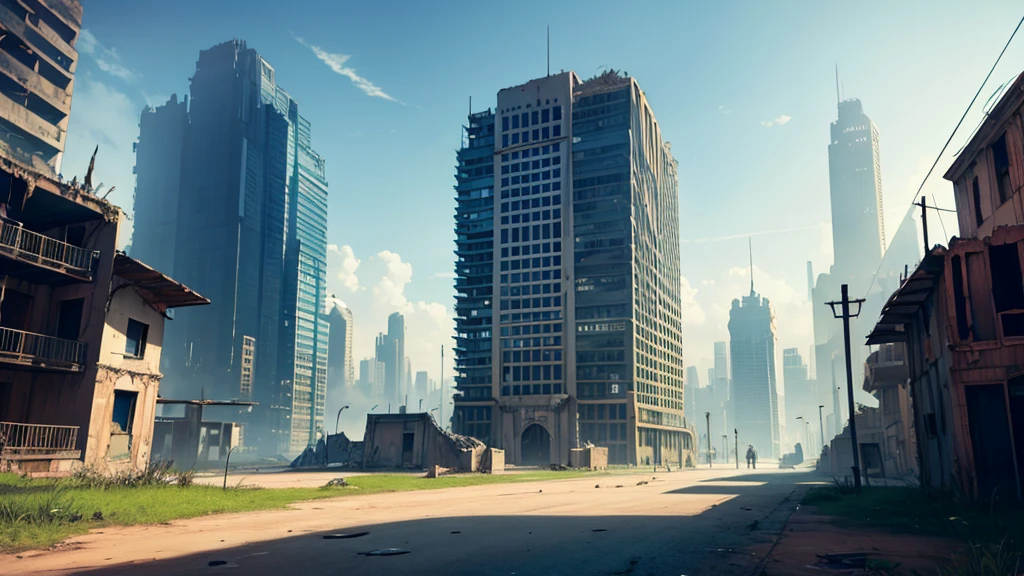 Make an RPG setting of an abandoned city. the city must be futuristic and have a dramatic air