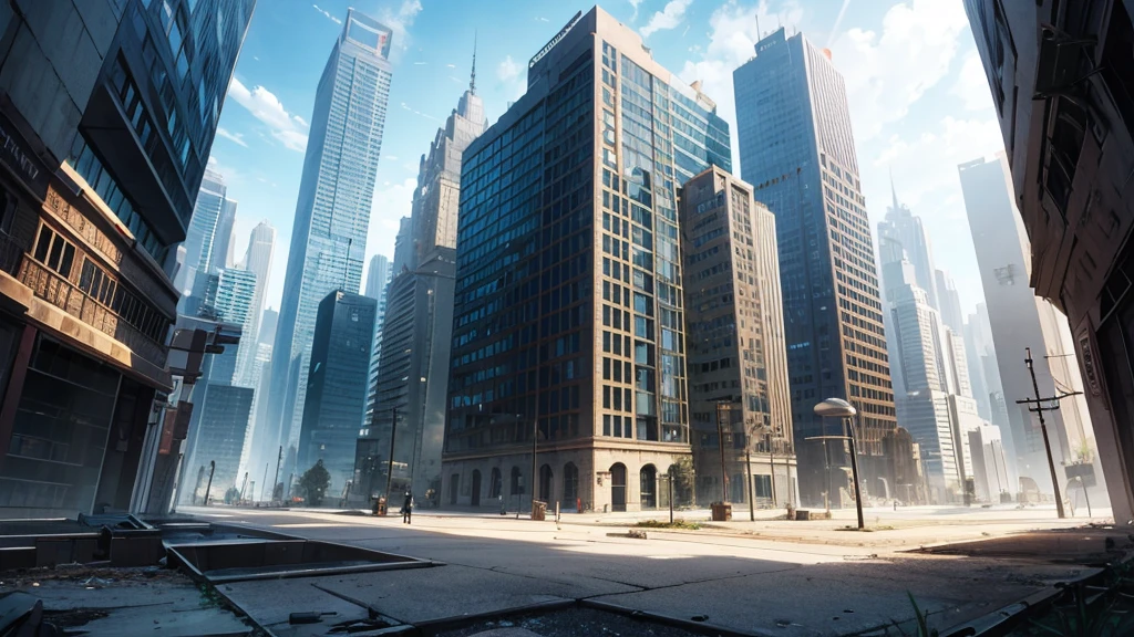 Make an RPG setting of an abandoned city. the city must be futuristic and have a dramatic air