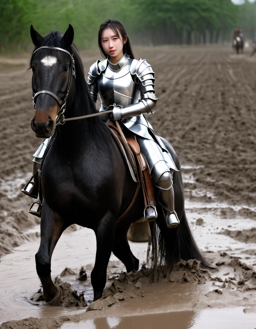 (((masterpiece))),(((Highest quality))),((Tabletop:1.4, Highest quality)), (Realな写真:1.4), 
((1 cute girl knight)),rodeo,Desperate,
(超High resolution:1.2),, wonderful, Very detailed CG Unity 8k wallpaper, Very detailed, High resolution,draft horse ridden by japanese cute girl,tight,muddy place,Beauty,The horse neighs,Tragic female knight in armor,Sink,In the mud,
Cold Light, Beautiful detailed girl, Droopy eyes,Very detailedな目と顔, Beautiful and exquisite nose, Beautiful and exquisite, draft horse ridden by a girl can't move because horse and girl soak in the sticky muddy deep pitfall:10.0 , horse falls down ,looks pained ,Surprised face:2.0,Real,Anatomically correct