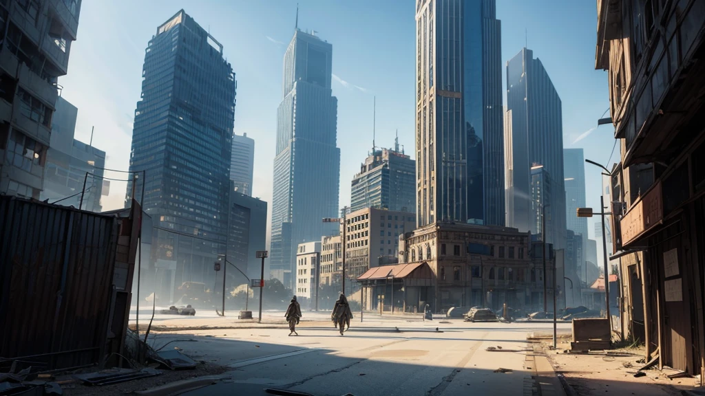 Make an RPG setting of an abandoned city. the city must be futuristic and have a dramatic air