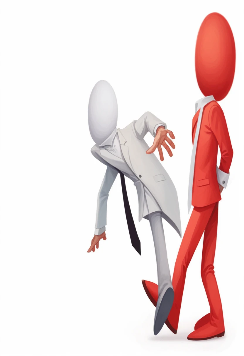 two 3d people are playing with each other on a white background, illustration, publicity photo, artistic illustration, illustration!, viral image, animation, looking partly to the left, animation still, manipulation, funny illustration, 3 d animation, 3d animation, awardwinning, fine illustration, humorous illustration, everybody having fun, wide image, customers, professional art