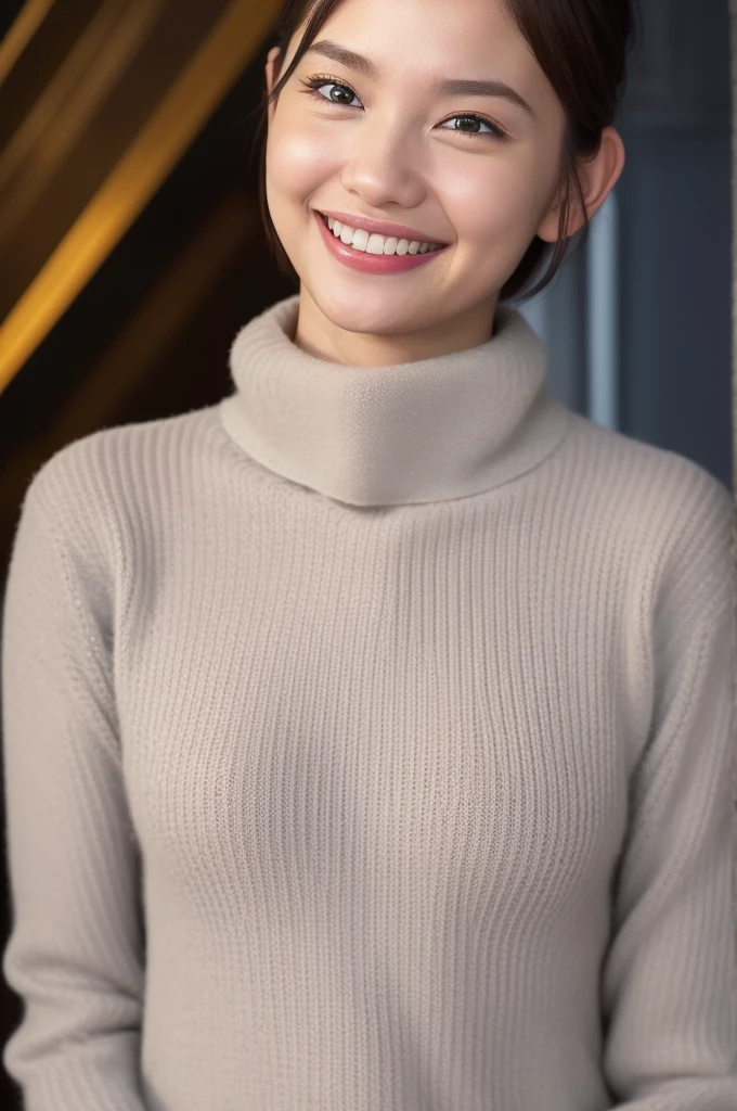 One girl,(Wearing a turtleneck sweater),(Winter jackets),(Flat Chest:1.5)(RAW Photos, Highest quality), (Realistic, photo-Realistic:1.4), masterpiece, Very delicate and beautiful, Very detailed, 2k wallpaper, wonderful, In detail, Very detailed CG unity 8k wallpaper, Super detailed, High resolution, Soft Light, Beautiful detailed girl, Very detailed eyes and face, Beautifully detailed nose, Beautiful attention to detail,Cinema Lighting,Snow Scene,Ski Resorts,Perfect Anatomy,Slender body,smiling short hair