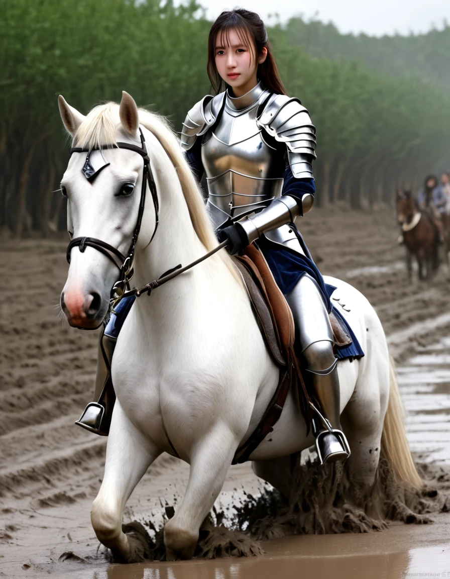 (((masterpiece))),(((Highest quality))),((Tabletop:1.4, Highest quality)), (Realな写真:1.4), 
((1 cute girl knight)),rodeo,Desperate,
(超High resolution:1.2),, wonderful, Very detailed CG Unity 8k wallpaper, Very detailed, High resolution,draft horse ridden by japanese cute girl,tight,muddy place,Beauty,The horse neighs,Tragic female knight in armor,Sink,In the mud,Plump,
Cold Light, Beautiful detailed girl, Droopy eyes,Very detailedな目と顔, Beautiful and exquisite nose, Beautiful and exquisite, draft horse ridden by a girl can't move because horse and girl soak in the sticky muddy deep pitfall:10.0 , horse falls down ,looks pained ,Surprised face:2.0,Real,Anatomically correct