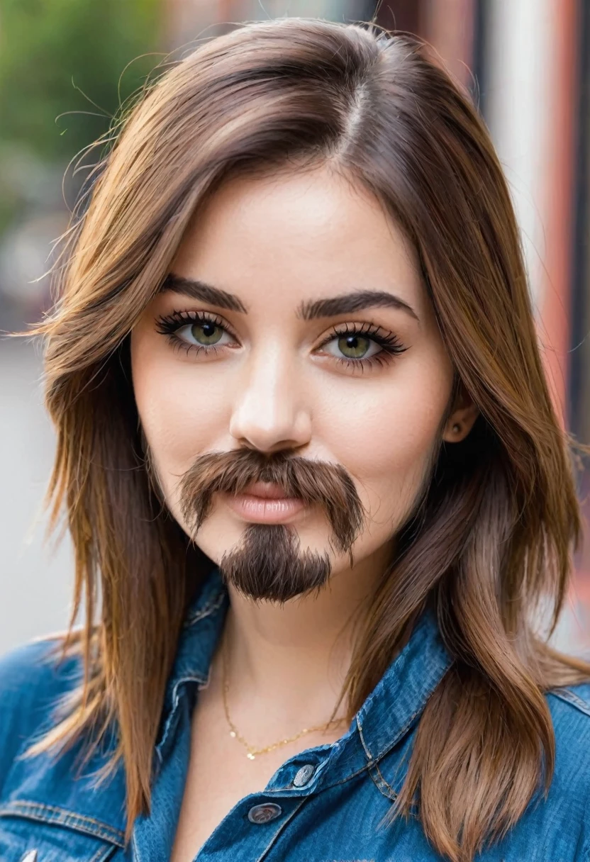 woman with a small growing beard