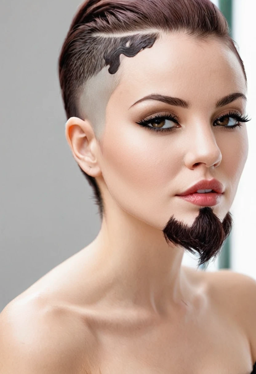 woman, shaved beard