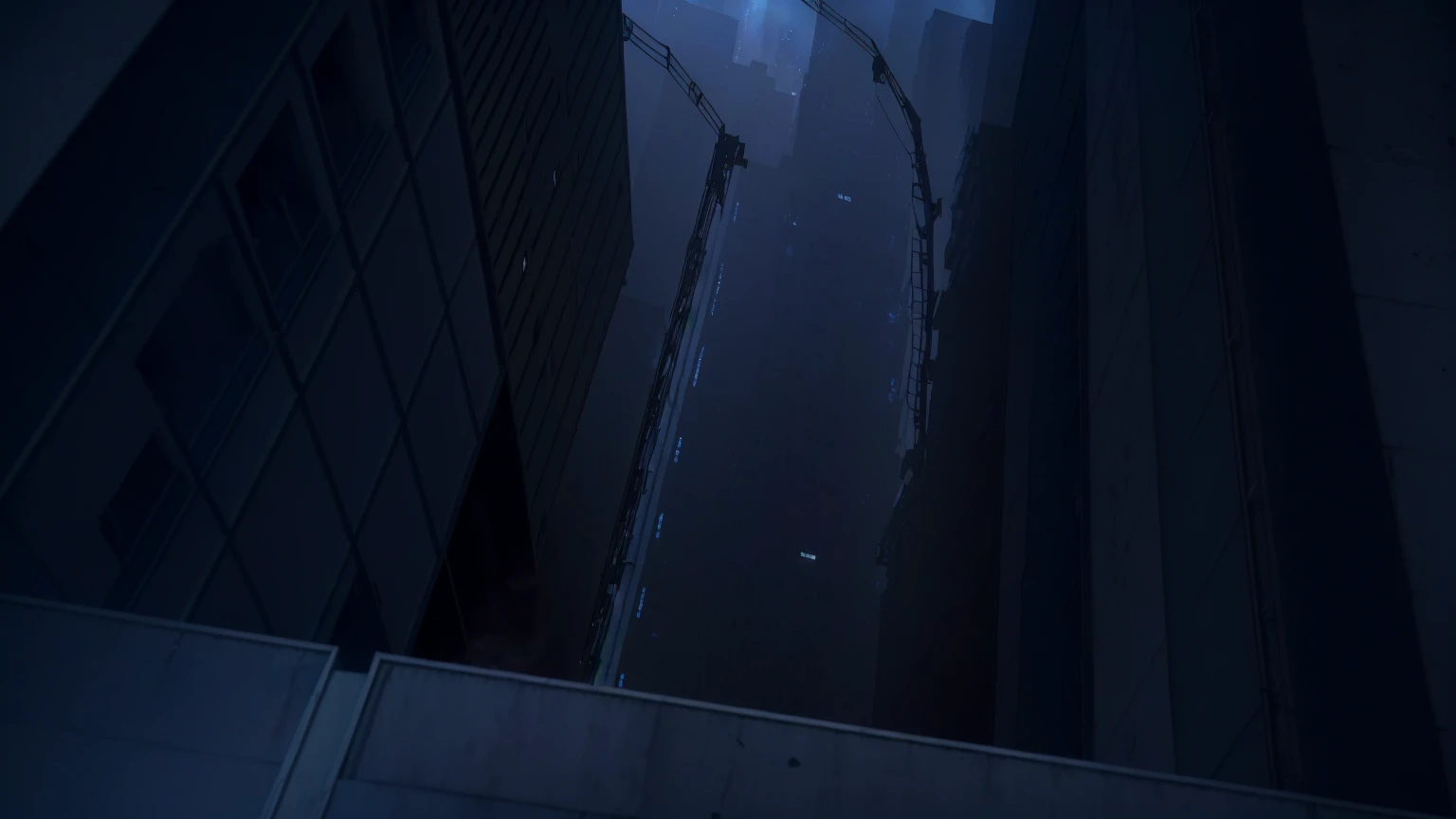 there is a view of a street from a high rise building, random background scene, street background, [[empty warehouse]] background, background in a cinematic, traversing a shadowy city, cinematic level shot, an empty liminal space, anime scene, anime background art, grimy streets backdrop, background(solid), mall background, anime background