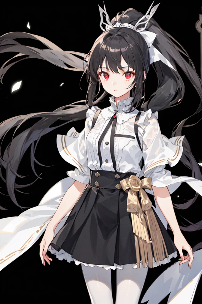 One girl, Black Hair, White dress,Blushing, Look at, Golden Eyes, Frowning, teeth, chest, Long Hair, Kirito(GGO)