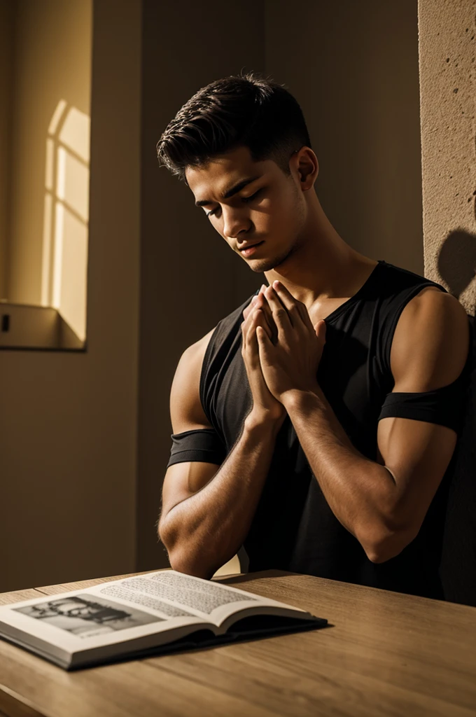 Young man praying to an image by Diogo Costa 