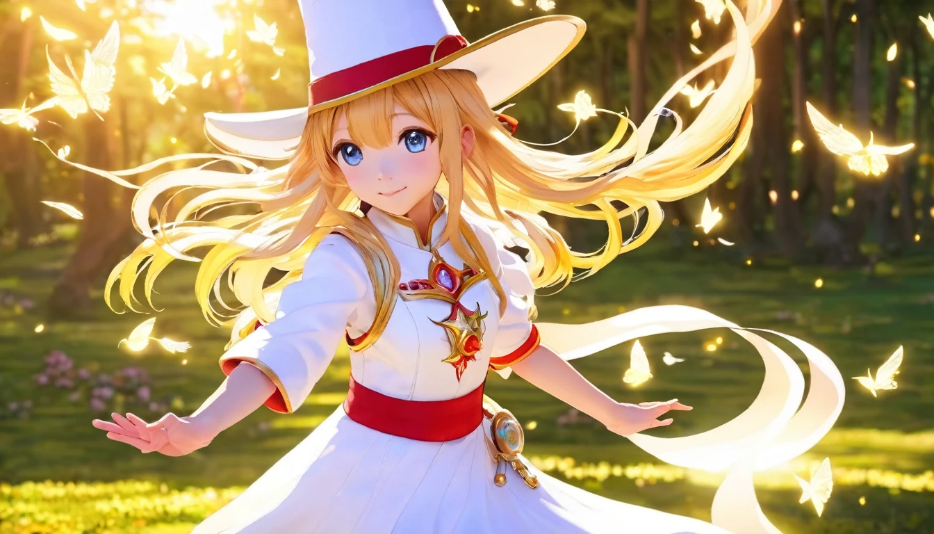 (((Dancing with the wind、A magician girl who exudes a magical atmosphere:1.3))), (((Intricate White Mage costume and hat:1.1))), The function of the heart's flame, Snowflake Pendulum Melancholic Song, Depicting a world of beauty and sadness, Movement and ethereal beauty、A sparkling bubble of magic swirling in a spell., Undeniably amazing image quality and expert precision including intricate examples of detailed design, Awesome background details, Everything is captured so clearly, Render in astonishing 32K resolution, Beautiful sparkle, (The ultimate in seductive and ethereal quality:1.3), (((Intricately detailed colored pencil illustration:1.3))), (Very insanely delicate:1.3), (((high quality:1.3))), Takism, (High Contrast:1.2), An absurd solution, Impeccable quality, 最high quality, high quality, 最high quality,
