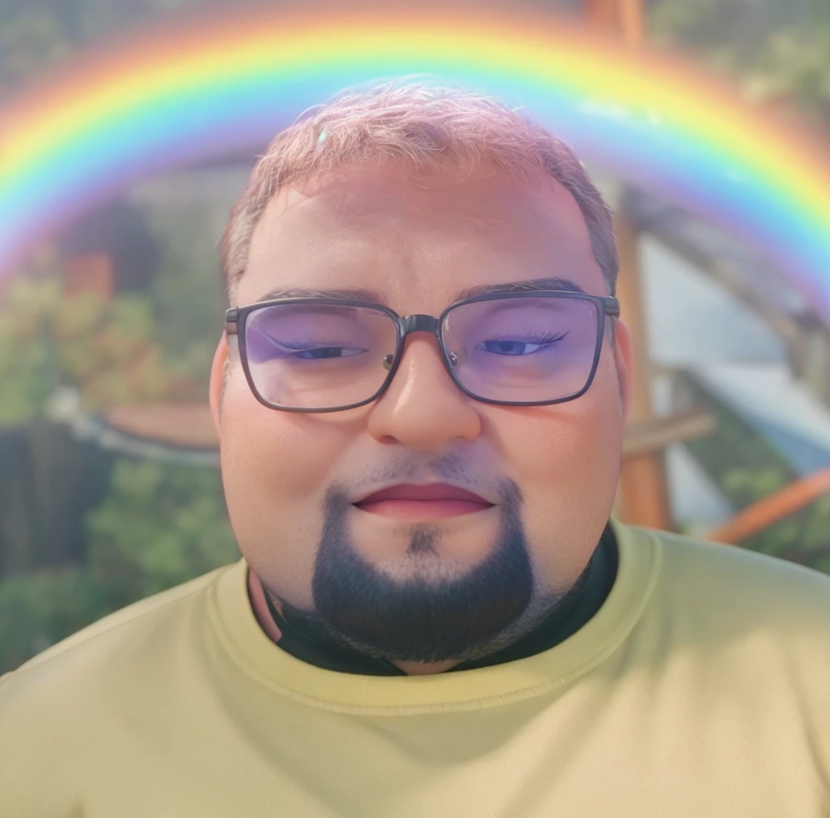 fat adult, gay, with glasses