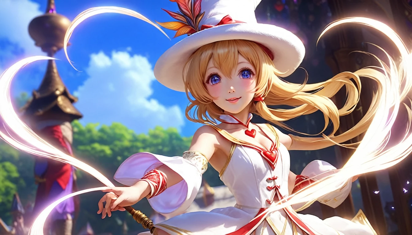 (((Dancing with the wind、A magician girl who exudes a magical atmosphere:1.3))), (((Intricate White Mage costume and hat:1.1))), The function of the heart's flame, Snowflake Pendulum Melancholic Song, Depicting a world of beauty and sadness, Movement and ethereal beauty、A sparkling bubble of magic swirling in a spell., Undeniably amazing image quality and expert precision including intricate examples of detailed design, Awesome background details, Everything is captured so clearly, Render in astonishing 32K resolution, Beautiful sparkle, (The ultimate in seductive and ethereal quality:1.3), (((Intricately detailed colored pencil illustration:1.3))), (Very insanely delicate:1.3), (((high quality:1.3))), Takism, (High Contrast:1.2), An absurd solution, Impeccable quality, 最high quality, high quality, 最high quality,