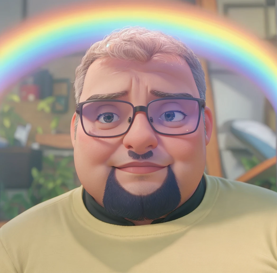 fat adult, gay, with glasses