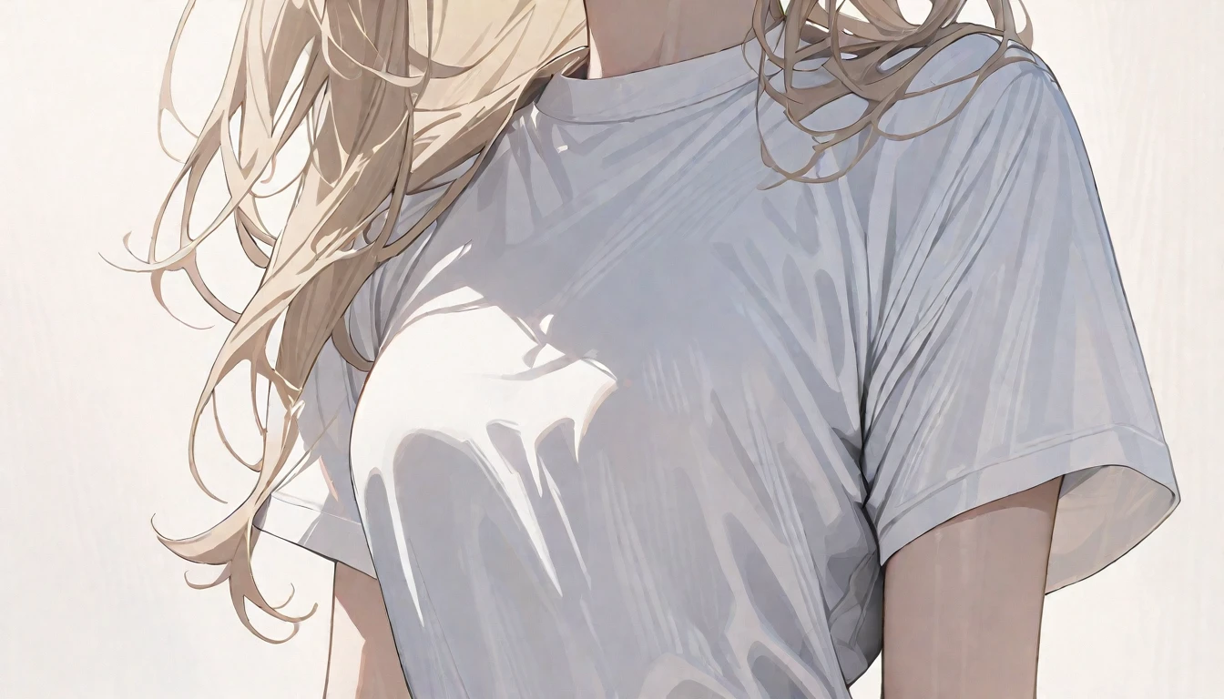 (masterpiece, highest quality,:1.2), One girl, (alone:1.3), Upper Body, White shirt, Short sleeve, , ( Best aesthetics, new, newest, highest quality, masterpiece:1.2), soft_Lighting, soft_skin_tone, woman_hair, (White Background, Simple Background,:1.2),