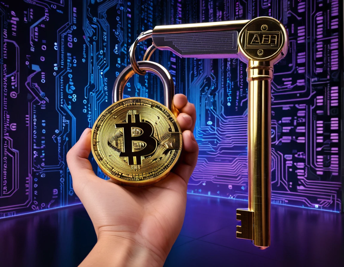 [Crypto Key emoji] Explore the world of cryptocurrency as a source of financial dominance. Visualize a mysterious, cyberpunk-inspired setting where gigantic cryptographic keys float in the air, emitting a soft glow. Each key represents a different form of digital wealth and control. Aim for hyperrealistic rendering to capture the intricate details of the keys and their reflections. This 8K image should convey the enigmatic power associated with the world of cryptocurrencies in the realm of findom.