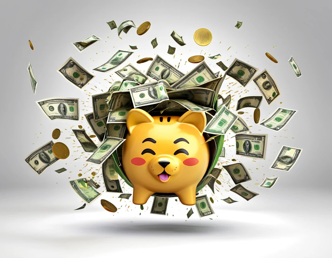 [Money Bag emoji] Envision a dynamic composition featuring various global currencies exploding in a burst of energy. Each currency symbolizes a different facet of financial domination. The scene should be photorealistic, with banknotes and coins dynamically suspended in mid-air. Aim for UHD quality to showcase the fine details of each currency, creating a visually striking representation of the power associated with financial diversity.