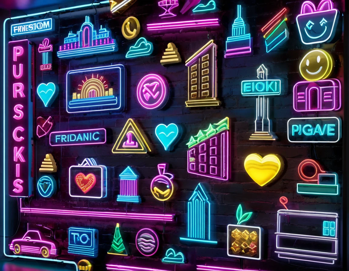 [Neon Sign emoji] Picture a futuristic cityscape illuminated by neon signs, each representing a different aspect of findom. The signs could include phrases, symbols, or even dynamic visuals that convey the essence of financial control. Optimize the image for 8K resolution to ensure the neon lights pop with clarity. This prompt explores the intersection of technology, wealth, and dominance in a visually captivating way.