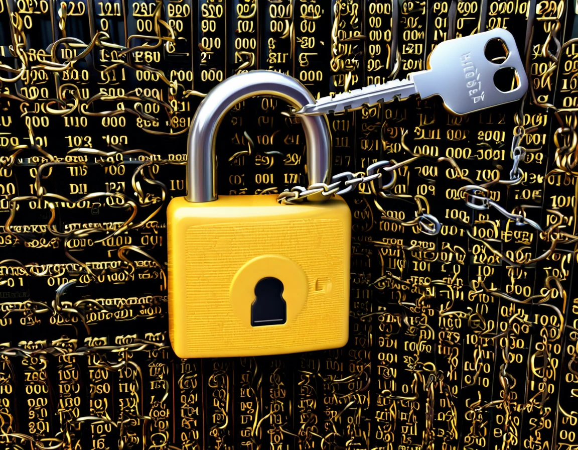 Digital Lock emoji] Picture an enigmatic digital landscape with intricately woven locks and keys representing exclusive content. The locks could be composed of binary code, and the keys might have unique patterns hinting at the diverse content behind each. Aim for hyperrealistic details to make the digital elements appear tangible. Optimize the image for 8K resolution to highlight the fine nuances of the digital encryption.