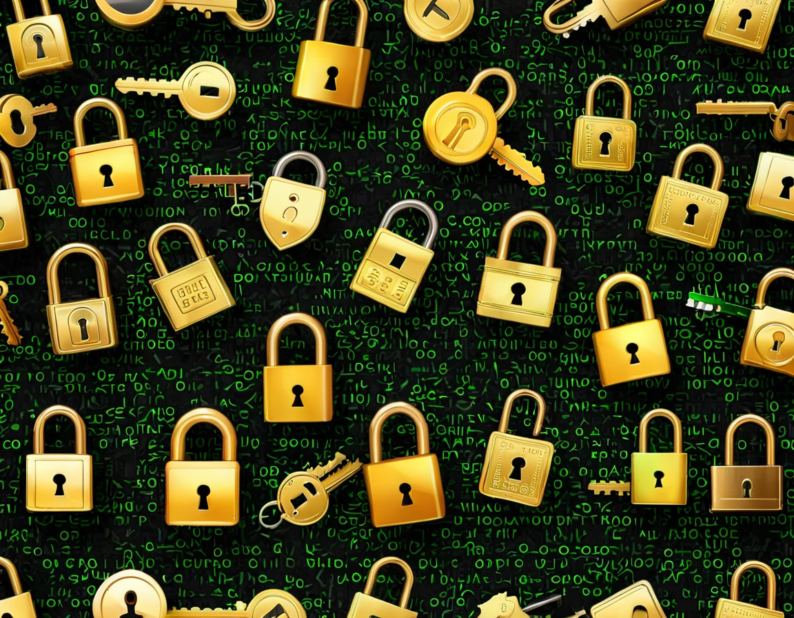 Digital Lock emoji] Picture an enigmatic digital landscape with intricately woven locks and keys representing exclusive content. The locks could be composed of binary code, and the keys might have unique patterns hinting at the diverse content behind each. Aim for hyperrealistic details to make the digital elements appear tangible. Optimize the image for 8K resolution to highlight the fine nuances of the digital encryption.