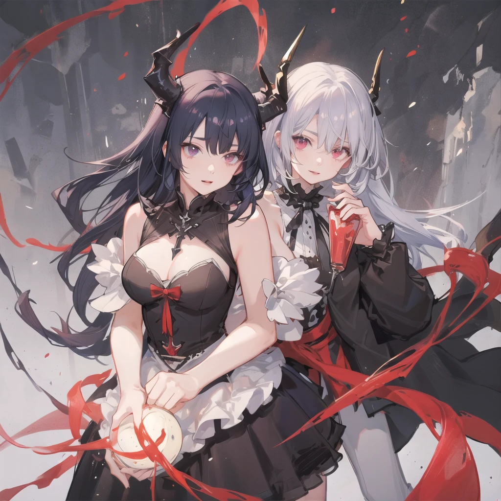 Anime girl with gun and red background, Anime drawing by Shitao, Pixiv, Self-sastructing art, Best Anime 4K Konachan Wallpaper, Gapmoe Yandere Grimdark, 2b ..., Amazing Anime 8K, 2b, Devil Anime Girl, Anime girl in a black dress, From Arknights, Anime Style 4k