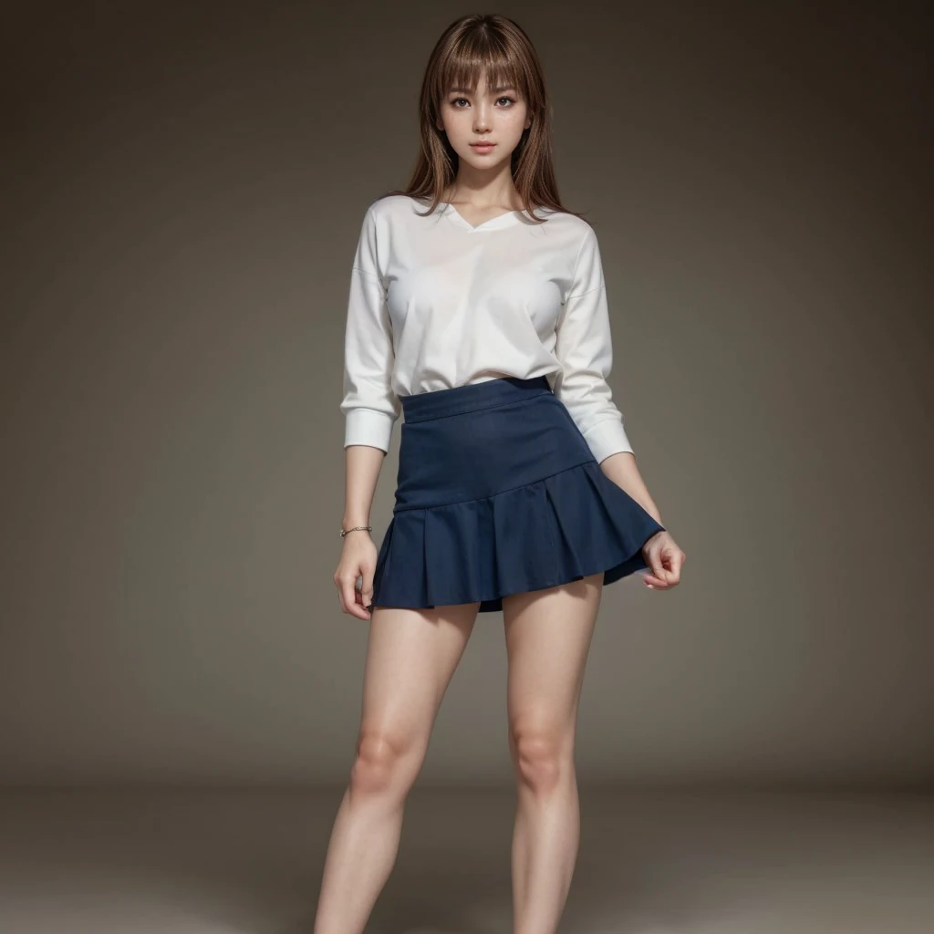 Kasumi, brown eyes, (best quality, ultra-detailed), (realistic:1.37), beautiful and detailed face, ultra-realistic texture, delicate face, delicate body, red lipstick, bright colors. High definition, 8K.