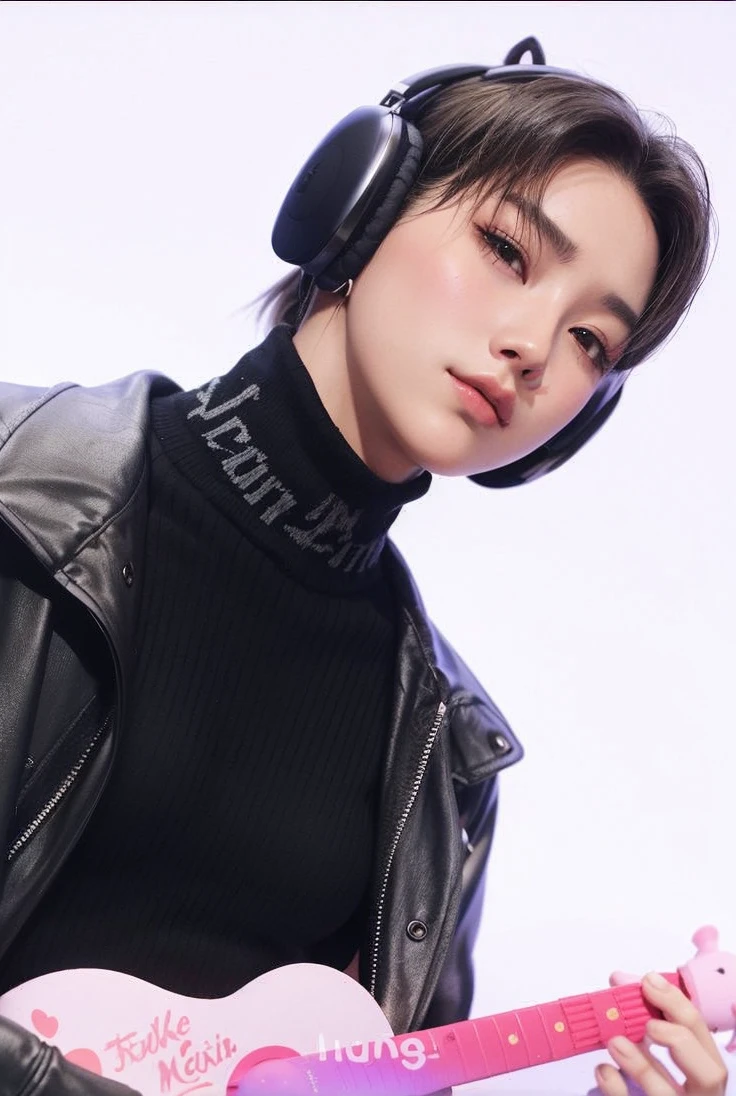 blonde-haired girl with headphones and a black and white sweater, ulzzang, Lalisa Manobal, muchacha coreana, parque roseanne de blackpink, Lalisa Manoban de Blackpink, linda cara de anime natural, pale korean adorable face, Retrato realista kawaii, sakimichan, bella delfina, ig model | germen de arte, vibraciones de anime
