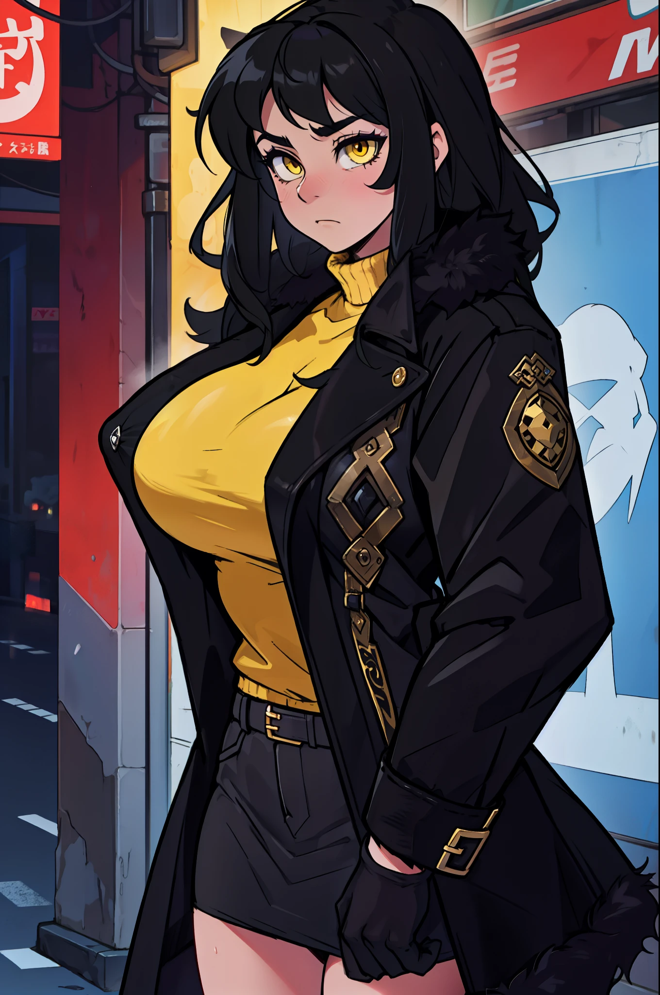 sad girl muscular girl huge breasts yellow eyes black hair fur coat fur coat fur coat fur coat fur coat fur coat fur coat