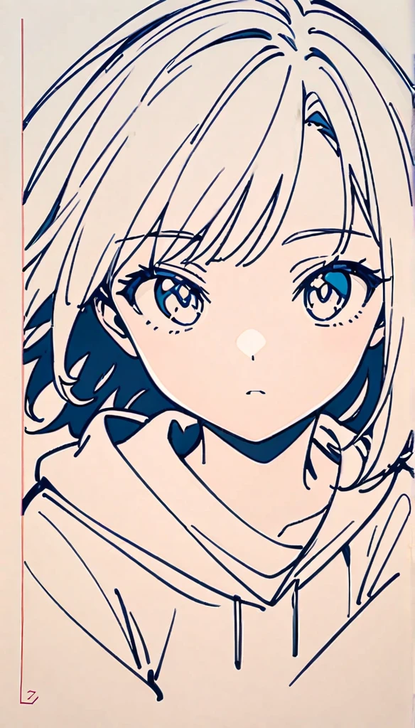 Monochrome art, Anime character line drawing