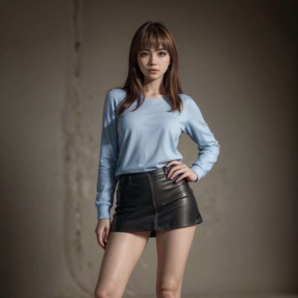 Kasumi, brown eyes, (best quality, ultra-detailed), (realistic:1.37), beautiful and detailed face, ultra-realistic texture, delicate face, delicate body, red lipstick, bright colors. High definition, 8K.