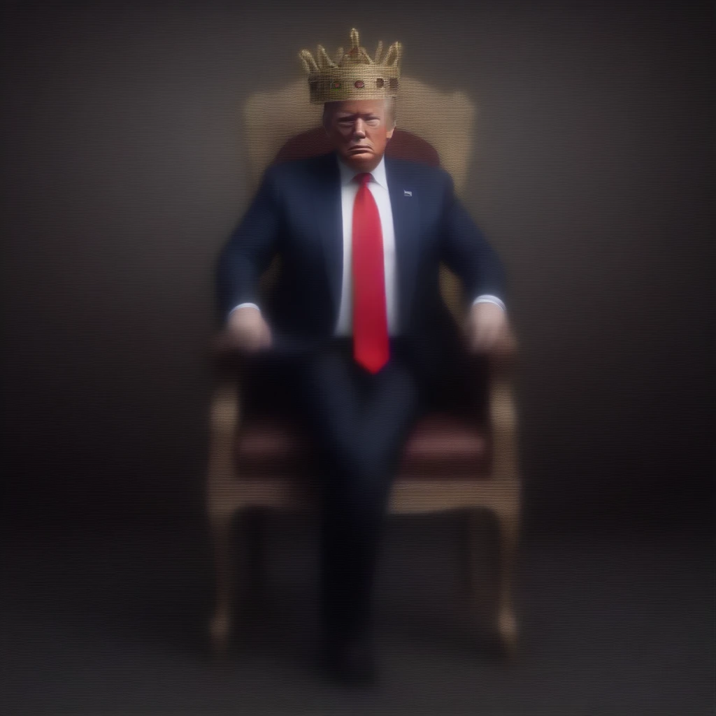 Donald Trump dancing on the death of democracy wearing his fake Republican crown highly detailed hyper realistic ultra detailed best quality 1080p hi definition 