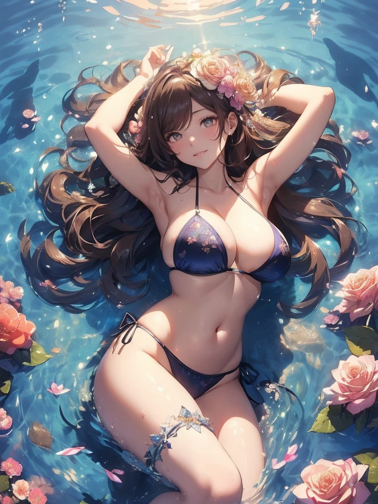 最high quality、Bigger on the screen、1 beautiful woman,Like Fujiko Mine ((sleep on your back,))Separate swimsuit、bikini、 Ocean、Sandy Beach、Floating on the water and sleeping、View from the front、quiet、Faint Waves、Lying down on the water、Wet、Beautiful groin、In the water、Lying on its back on the water, looking at you、share、、detailed groin、、Blushing、、Ecstasy、Beautiful thighs、Filled with red roses、 E.G: Worst quality ,flower fractal fine art、Fill the screen with flowers、Bigger on the screen、Lie on your back and face this way、Beautiful Eyes、lie on flower,s Water, Beautiful Eyes,High-definition depiction, Realistic, 8K, Unity, , light smile, Beautifully and vividly drawn, , Beautiful, beautiful, clear skin、sexly swim suit,比基尼、 ,sexly 、Ecstasy、 Raise your arms behind your head, Romanticism,mosquito。 The most beautiful form of chaos, Mr..々Farbe, Intertwined flowers, P article,Magical gentle light,smile,sexy,image quality、masterpiece、Beautiful Face、Super beautiful woman((Big breasted 22 year old office lady、Bust 120,Beautiful long ironed hair、Brown Hair、height: 165cm。、sexy、Esbian、high quality、美しい装飾のbikini、Visual Arts、最high quality、1 woman E.G: Worst quality ,Flower fractal art、、Beautiful radiance,High-definition depiction, Realistic, 8K, Unity, , light smile, Beautifully and vividly drawn, , Beautiful, beautiful, clear skin、sexly ((比基尼,))Countless rays of light pouring down, Swirling Light, , Raise one arm above your head, Intense light is emitted from the magic flower circle front of the girl. Romanticism,: The most beautiful form of chaos, Mr..々Farbe, Intertwined flowers, Particle,magical gentle light,smile,sexly,image quality、masterpiece、Beautiful Face、Super beautiful woman((Big breasted ,Beautiful 、sexly、Esbian、、high quality、Visual art、Written boundary depth、、、universe、Happy smile、、、elegant、ticker beautiful decorative、、magic、、A kind smile、wonderful、Fluttering petals、、Cultivate fantasy、、Mystery light Lots of flowers、、art、art,mystery,Ultra-high resolution,atmosphere 最high quality、((sleep on your back))