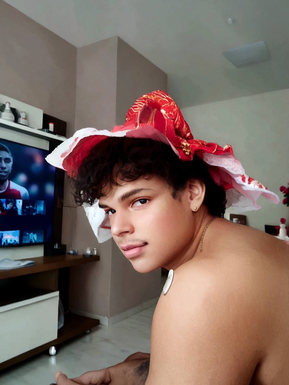 a young man seeing the camera