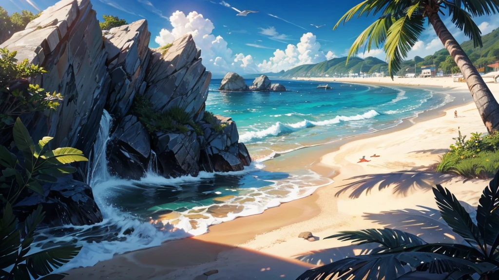 create a beach scene.