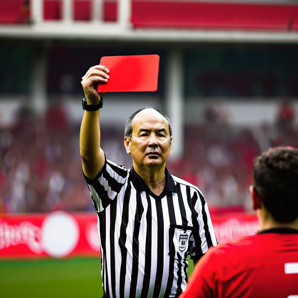 soccer, Referee holding up a red card