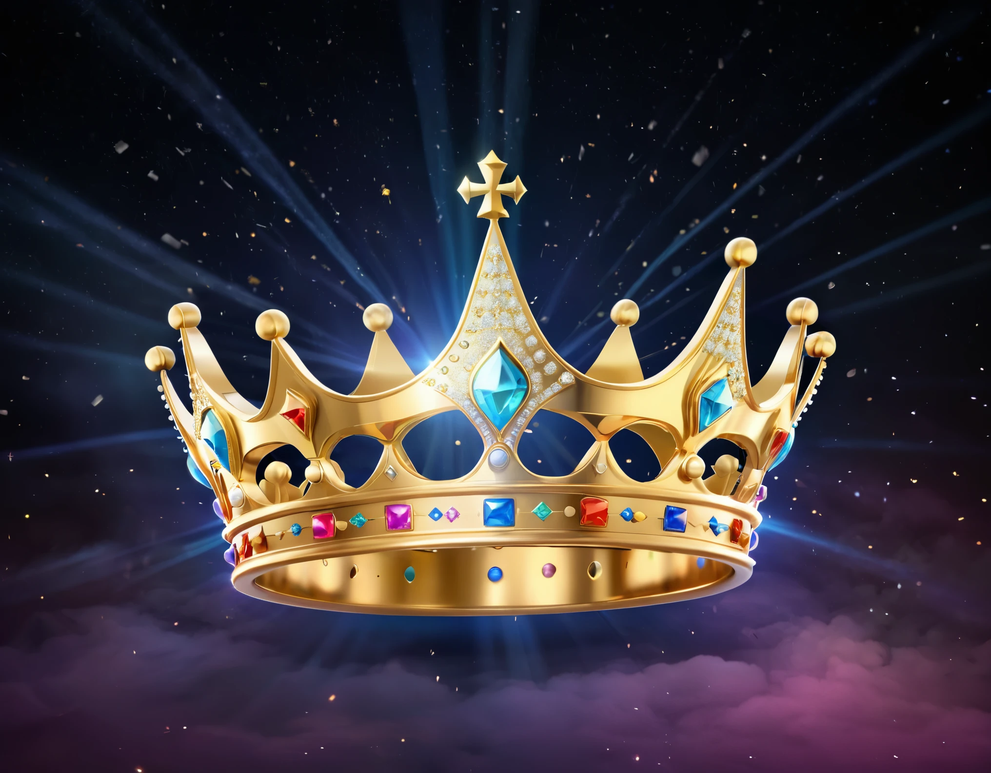 [Crown emoji] Imagine a surreal scene where a colossal golden crown hovers in an otherworldly space, surrounded by ethereal mist and shimmering lights. The crown symbolizes the supreme control and dominance associated with findom. Utilize hyperrealistic rendering techniques to capture every intricate detail of the crown, and optimize the image for 8K resolution to enhance the regal atmosphere.
