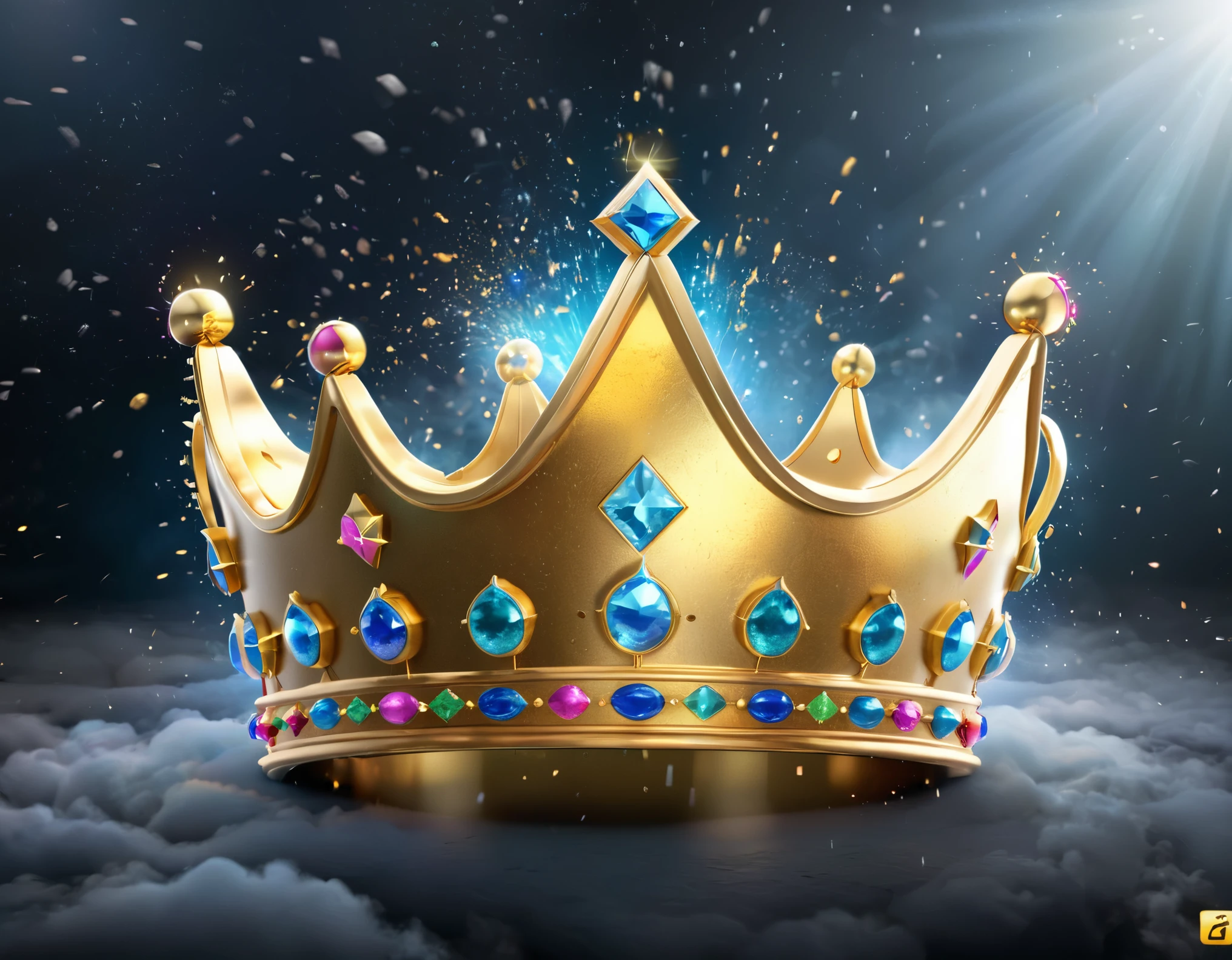 [Crown emoji] Imagine a surreal scene where a colossal golden crown hovers in an otherworldly space, surrounded by ethereal mist and shimmering lights. The crown symbolizes the supreme control and dominance associated with findom. Utilize hyperrealistic rendering techniques to capture every intricate detail of the crown, and optimize the image for 8K resolution to enhance the regal atmosphere.